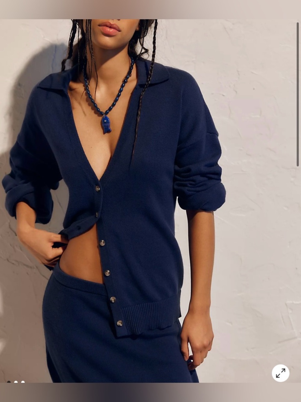 Free People Gwenna Sweater Set, NAVY MED NWT - Picture 2 of 7